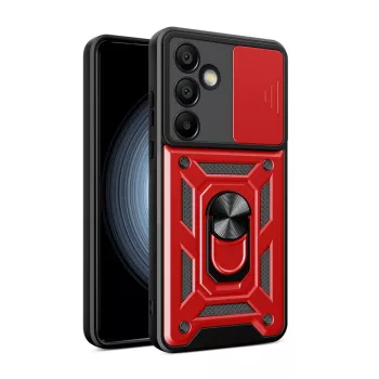   Hybrid Armor Camshield Camera Cover and Metal Ring Samsung Galaxy S24 FE tok, piros