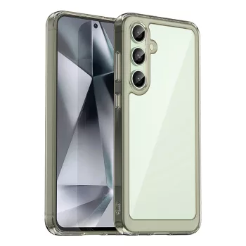   Outer Space Case Gel Frame Samsung Galaxy S24 FE tok, átlátszó tok, átlátszó-fekete