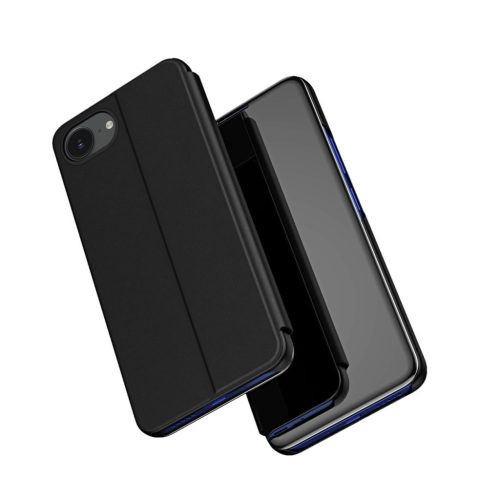 Clear View Case iPhone 16e Flip Cover tok, fekete