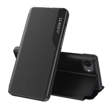   Eco Leather View Case elegant case flap and stand iPhone 16e tok, fekete