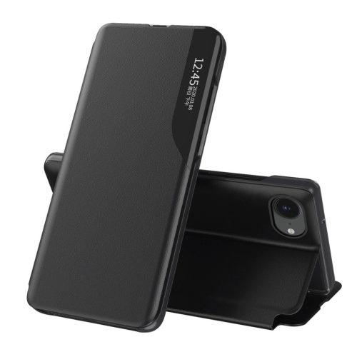 Eco Leather View Case elegant case flap and stand iPhone 16e tok, fekete