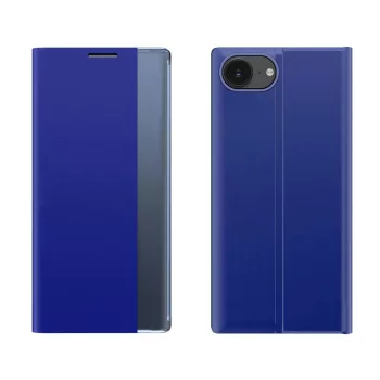 New Sleep Case iPhone 16e Flip Cover Stand tok, kék