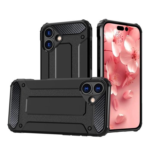 Hybrid Armor Case iPhone 16e tok, fekete