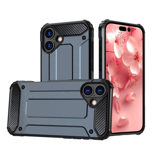Hybrid Armor Case iPhone 16e tok, kék