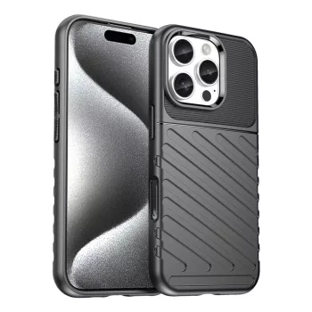 Thunder Case iPhone 16e Silicone Armored Cover tok, fekete