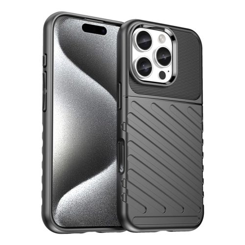 Thunder Case iPhone 16e Silicone Armored Cover tok, fekete