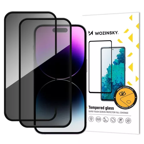 Wozinsky Privacy Glass tempered glass iPhone 17 Pro, set of 2 betekintésvedő edzett üvegfólia