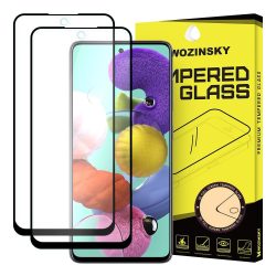   Wozinsky 2db Glass Screen 5D Full Glue Samsung Galaxy A51 teljes kijelzős edzett üvegfólia, 9H keménységű, tokbarát, fekete