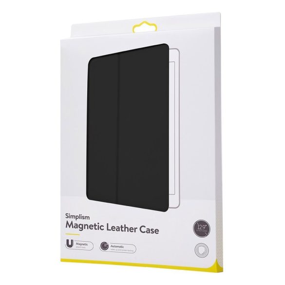 Baseus Simplism Magnetic Leather iPad Pro 12.9 (2018/2020) oldalra nyíló okos tok, fekete