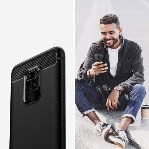 Carbon Case Flexible Xiaomi Redmi Note 9/Redmi 10X 4G hátlap, tok, fekete