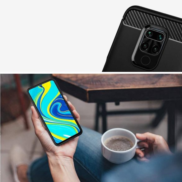 Carbon Case Flexible Xiaomi Redmi Note 9/Redmi 10X 4G hátlap, tok, sötétkék