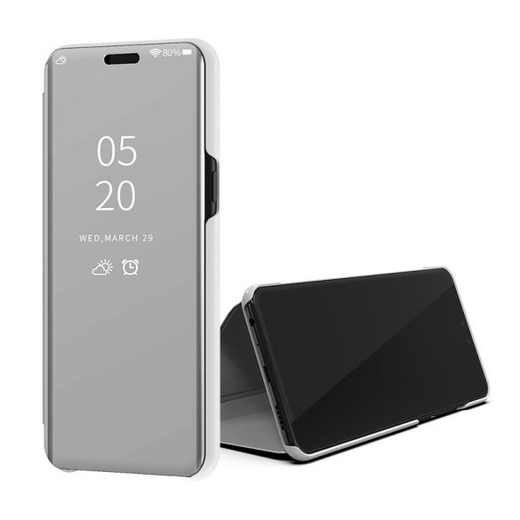 Clear View Case cover Xiaomi Redmi Note 9/Redmi 10X 4G oldalra nyíló tok, ezüst