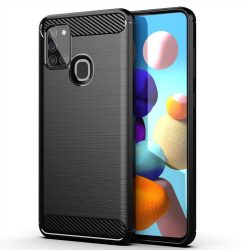   Carbon Case Flexible Samsung Galaxy A21s hátlap, tok, fekete
