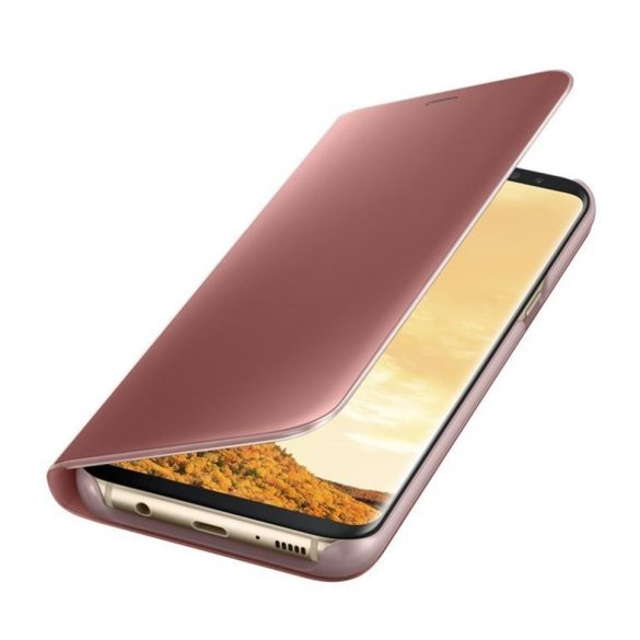 Clear View Case cover Huawei Y5P oldalra nyíló tok, rózsaszín