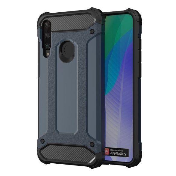 Hybrid Armor Tough Rugged Huawei Y6P ütésálló hátlap, tok, sötétkék