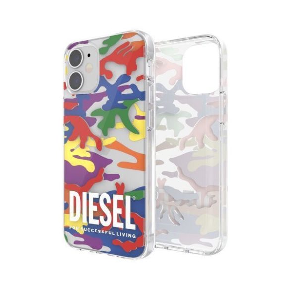 Diesel Clear Case Pride Camo iPhone 12 Mini tok, hátlap, színes