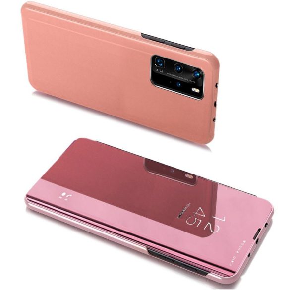 Clear View Case cover Xiaomi Mi 10 T/Mi 10 T Pro oldalranyíló tok, rózsaszín