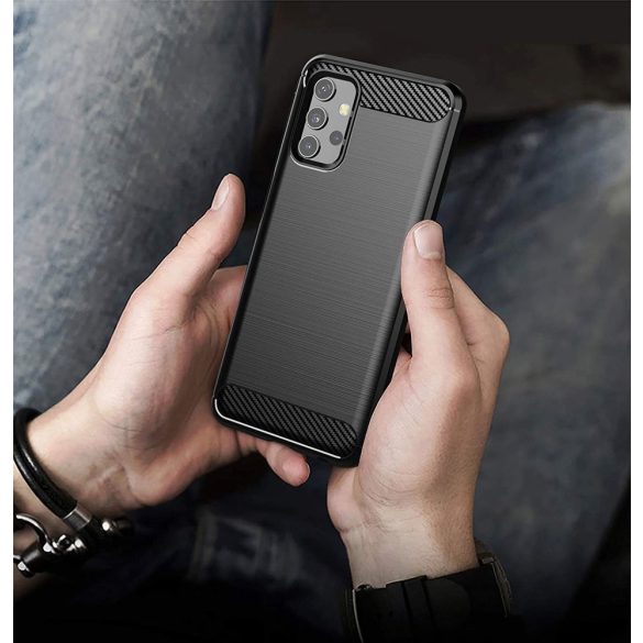 Carbon Case Flexible Samsung Galaxy A32 hátlap, tok, fekete