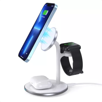   Choetech inductive charger (MagSafe compatible) stand for iPhone, Apple Watch, AirPods white (T585-F)