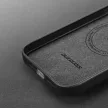 Dux Ducis Grit Leather iPhone 14 Plus Elegant Faux Leather Cover (MagSafe Compatible) tok, fekete
