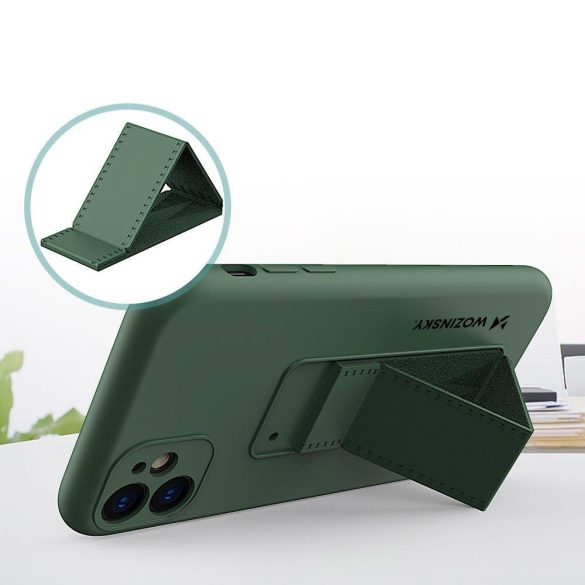 Wozinsky Kickstand Case iPhone 12 Mini szilikon hátlap, tok, menta