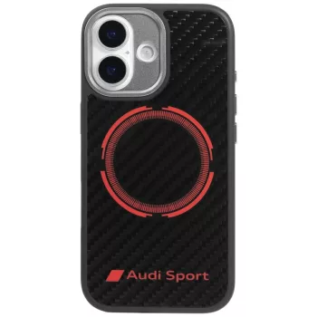   Audi RSQ tok, carbon fekete Sport Red Circle MagSafe Case iPhone 17 tok, fekete