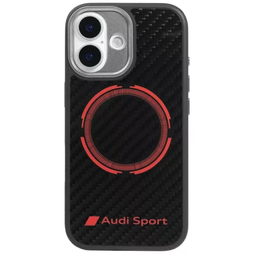 Audi RSQ tok, carbon fekete Sport Red Circle MagSafe Case iPhone 17 tok, fekete