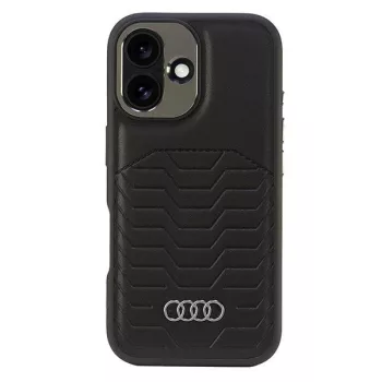   Audi Synthetic Leather MagSafe iPhone 16 6.1" tok, fekete AU-TPUPCMIP16-GT/D3-BK