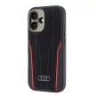 Audi Genuine Leather MagSafe iPhone 16 6.1" tok, fekete-piros AU-TPUPCMIP16-R8/D3-RD
