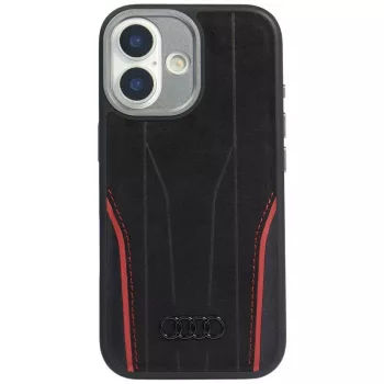   Audi R8 Genuine Leather MagSafe Case iPhone 17 tok, fekete-piros
