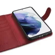 iCarer Haitang bőr oldalra nyíló tok Bőr tok Samsung Galaxy S22 Plus oldalra nyíló tok ház tok, piros