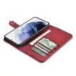 iCarer Haitang bőr oldalra nyíló tok Bőr tok Samsung Galaxy S22 Plus oldalra nyíló tok ház tok, piros