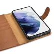 iCarer Haitang bőr oldalra nyíló tok bőr tok Samsung Galaxy S22 Plus oldalra nyíló tok, barna