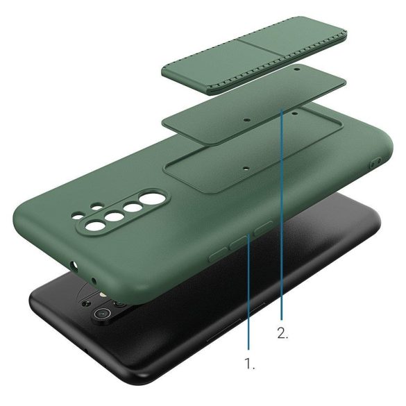 Wozinsky Kickstand Case Redmi 9 szilikon hátlap, tok, fekete 