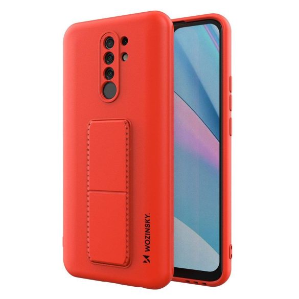 Wozinsky Kickstand Case Redmi 9 szilikon hátlap, tok, piros