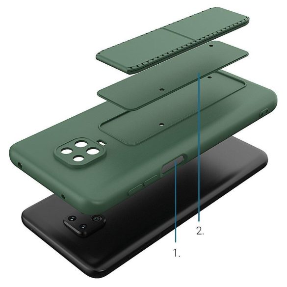 Wozinsky Kickstand Case Xiaomi Redmi Note 9S/9 Pro szilikon hátlap, tok, sötétzöld 