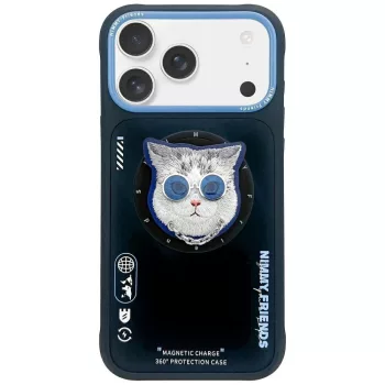   NIMMY case GLASSES COOL CAT MagSafe IPHONE 17 Pro Max tok, fekete-kék