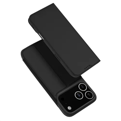 Dux Ducis Skin Pro Case iPhone 17 Pro Flip and Card Slot tok, fekete