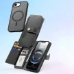 Dux Ducis Lawa iPhone 16e Leather Case Detachable Magnetic Wallet tok, fekete