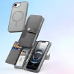 Dux Ducis Lawa iPhone 16e Leather Case Detachable Magnetic Wallet tok, szürke