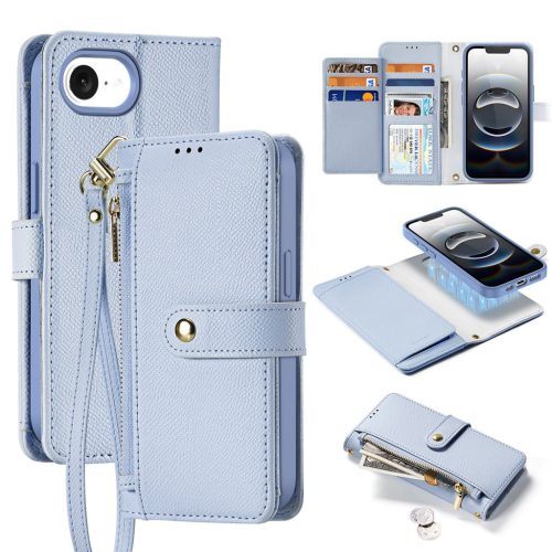 Dux Ducis Lawa iPhone 16e Leather Case Detachable Magnetic Wallet tok, kék
