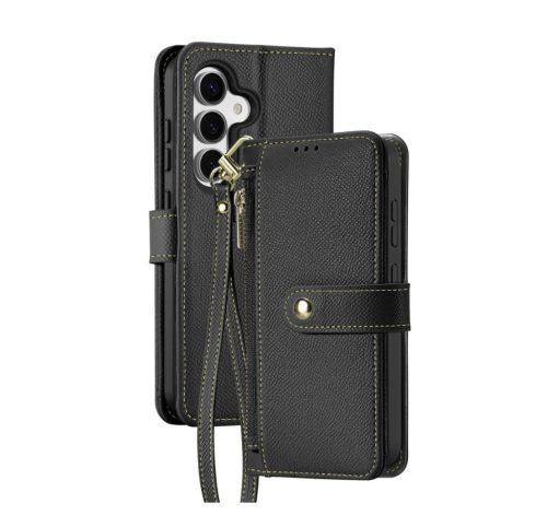 Dux Ducis Lawa Leather Case Samsung Galaxy S25 with Detachable Magnetic Wallet tok, fekete