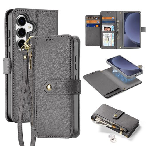 Dux Ducis Lawa Leather Case Samsung Galaxy S25 with Detachable Magnetic Wallet tok, szürke