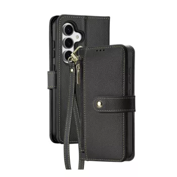   Dux Ducis Lawa Leather Case Samsung Galaxy S25 Plus with Detachable Magnetic Wallet tok, fekete