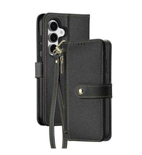 Dux Ducis Lawa Leather Case Samsung Galaxy S25 Plus with Detachable Magnetic Wallet tok, fekete