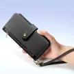 Dux Ducis Lawa Leather Case Samsung Galaxy S25 Plus with Detachable Magnetic Wallet tok, fekete