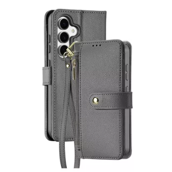   Dux Ducis Lawa Leather Case Samsung Galaxy S25 Plus with Detachable Magnetic Wallet tok, szürke