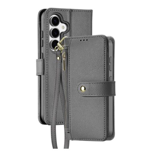 Dux Ducis Lawa Leather Case Samsung Galaxy S25 Plus with Detachable Magnetic Wallet tok, szürke