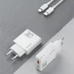 GaN Dudao A30EUL 30W USB-A / USB-C Wall Charger + USB-C - Lightning kábel, fehér