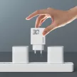 GaN Dudao A30EUL 30W USB-A / USB-C Wall Charger + USB-C - Lightning kábel, fehér